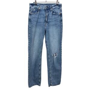 GAP '90s Loose Jeans Womens 6 Tall 6T Blue High Rise Distressed Stretch